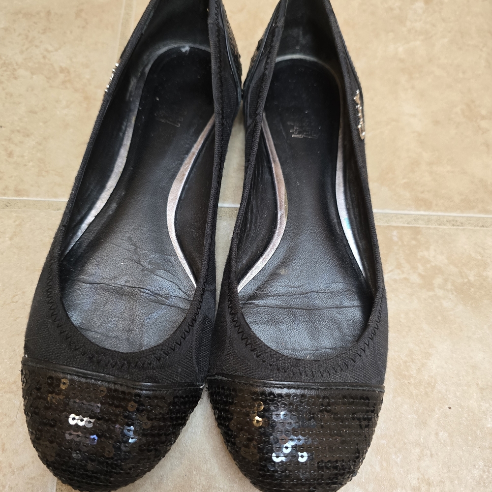 Coach Women's Black Signature C Shine Ballet Flats S